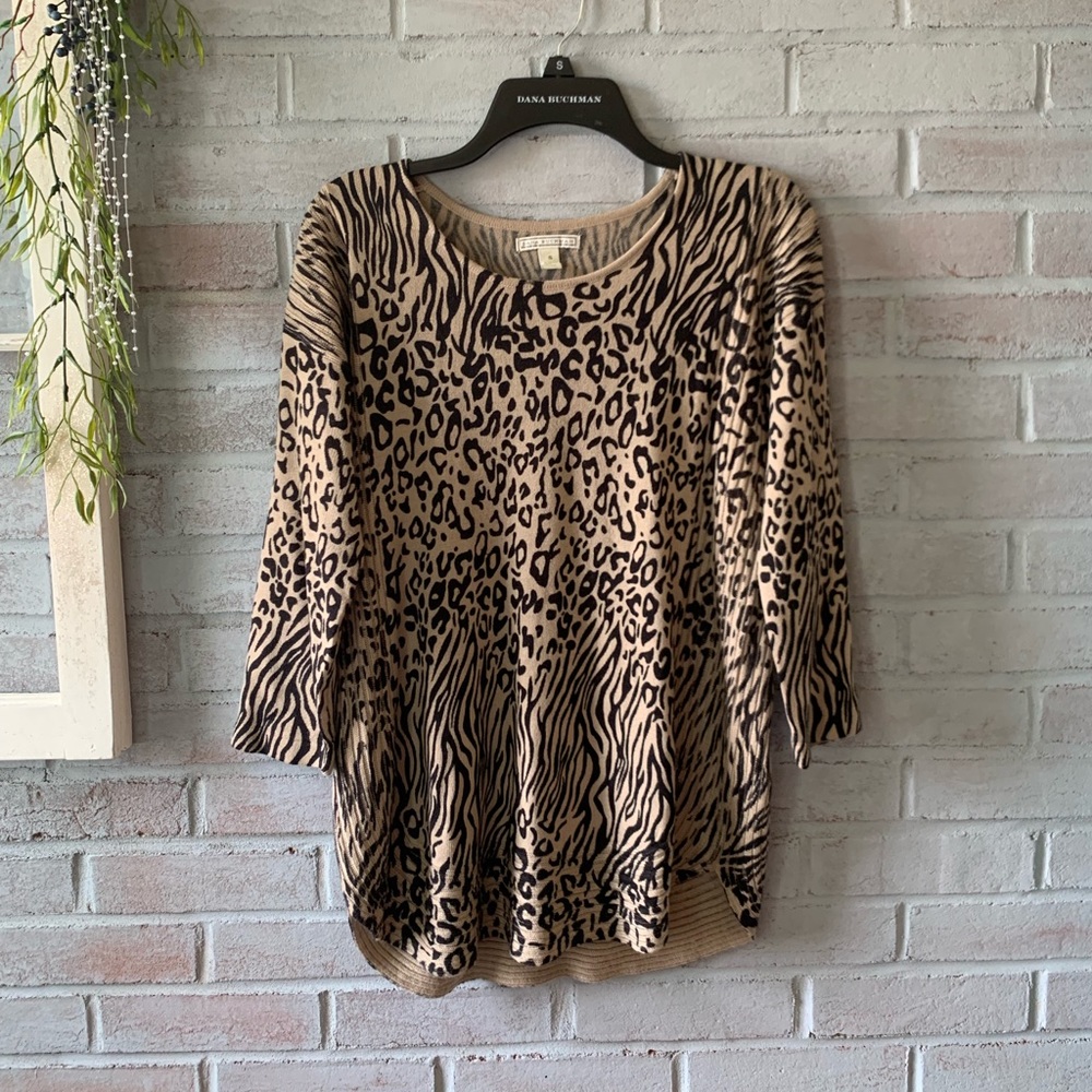 Dana Bachman, Tan And Black Leopard shirt. Size S